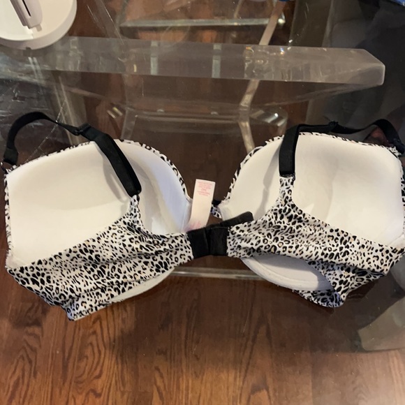Victoria Secrets black white leopard print push up wire 34D bra - Picture 3 of 6